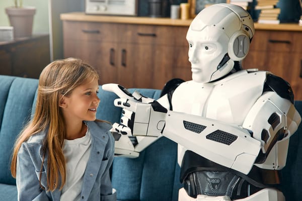 robot measuring a child's temperature